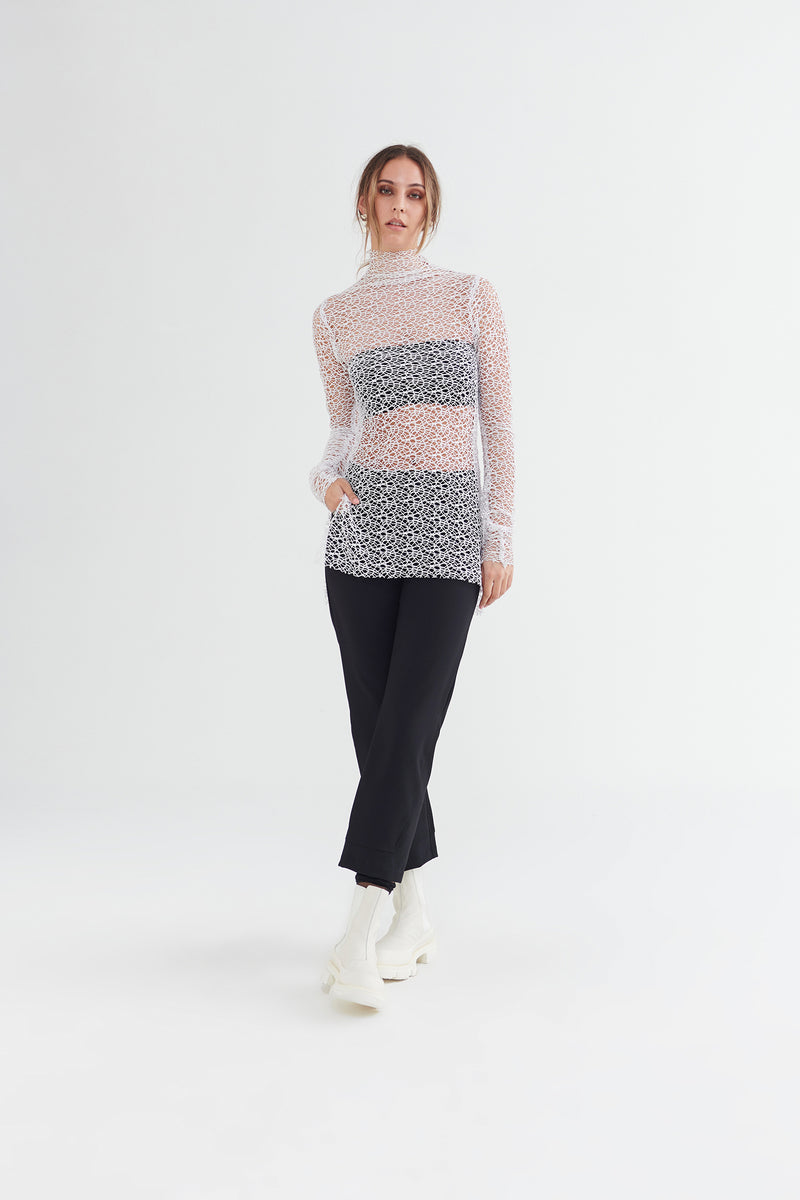 Taylor Undone Tunic Ivory Molecule Mesh