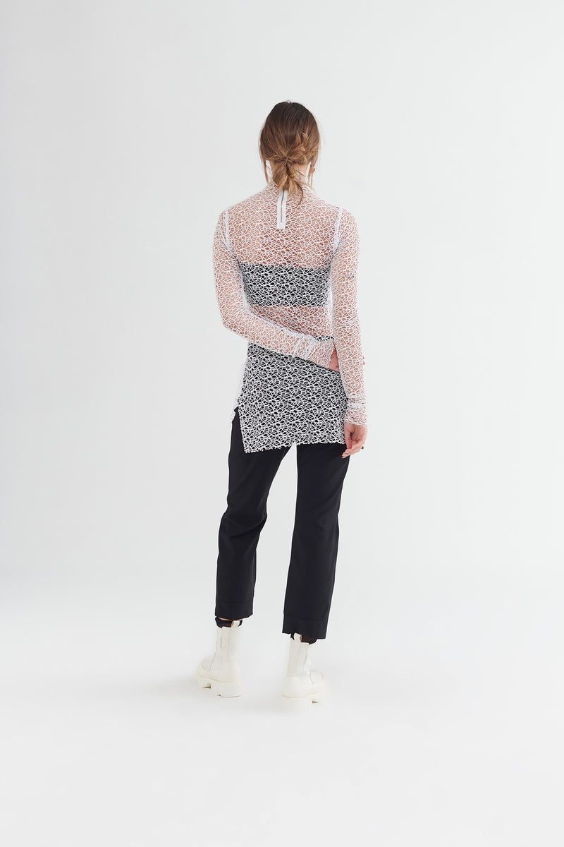 Taylor Undone Tunic Ivory Molecule Mesh