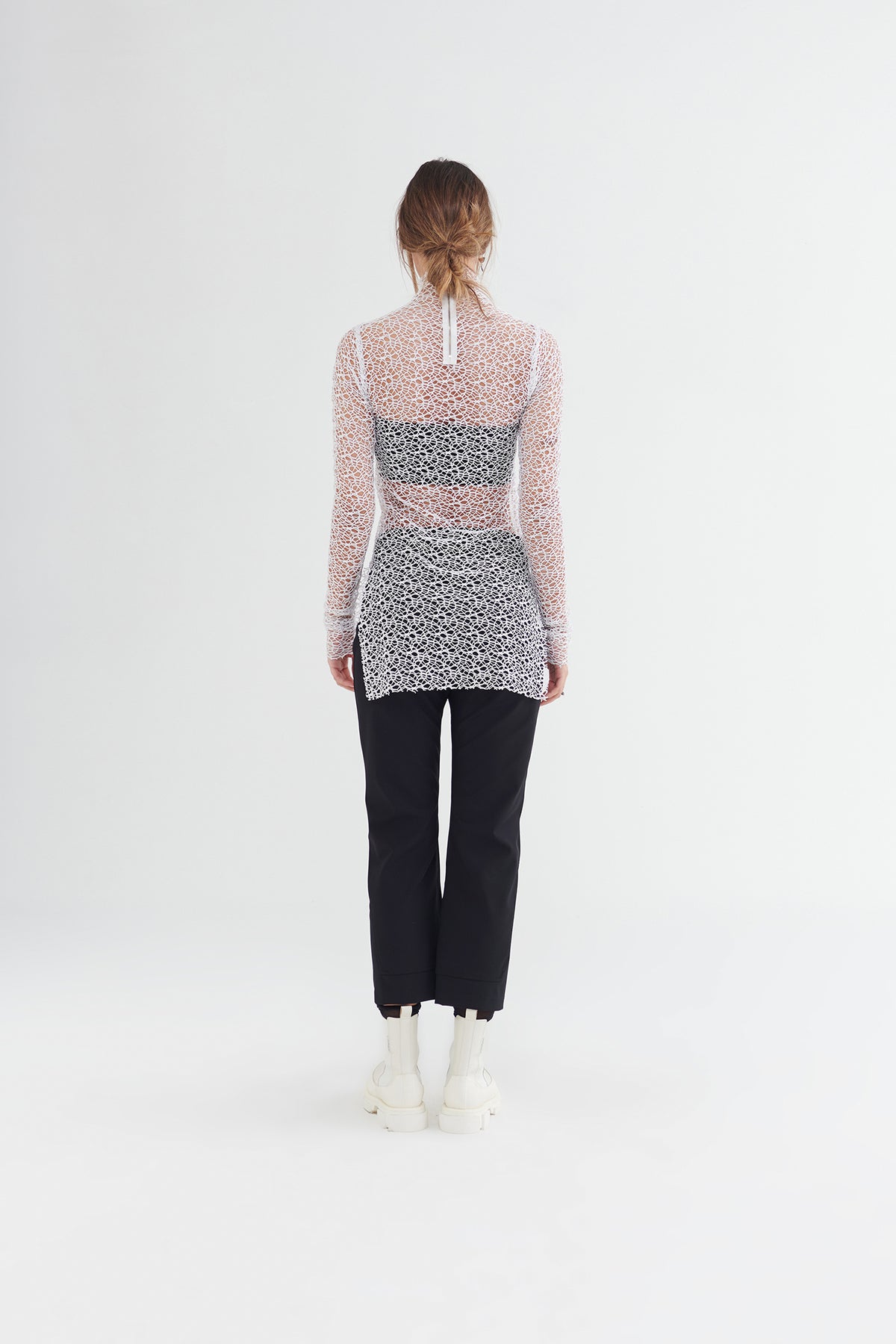 Taylor Undone Tunic Ivory Molecule Mesh