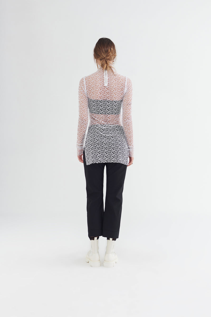 Taylor Undone Tunic Ivory Molecule Mesh