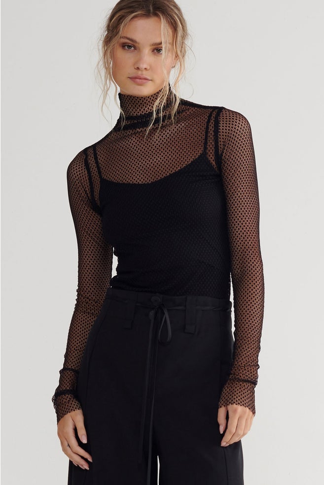 Taylor Undone Tunic Black Cubed Mesh