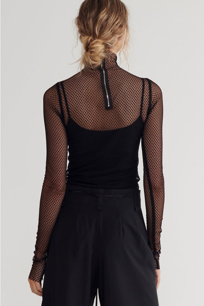 Taylor Undone Tunic Black Cubed Mesh