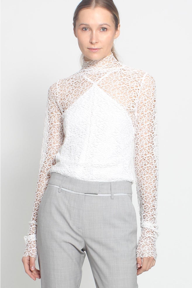 Taylor Undone Tunic Ivory Molecule Mesh
