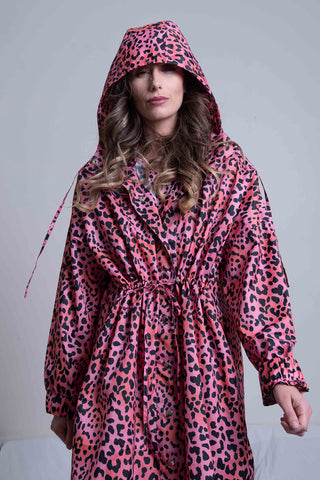 Sheryl May Pink Leopard Raincoat