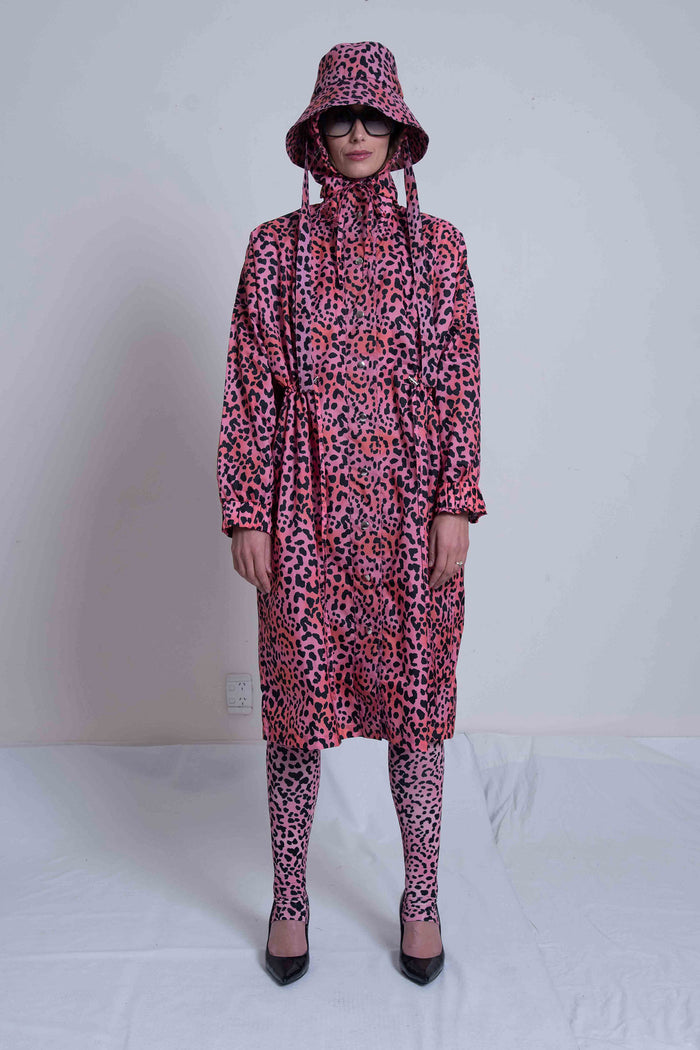 Sheryl May Pink Leopard Raincoat